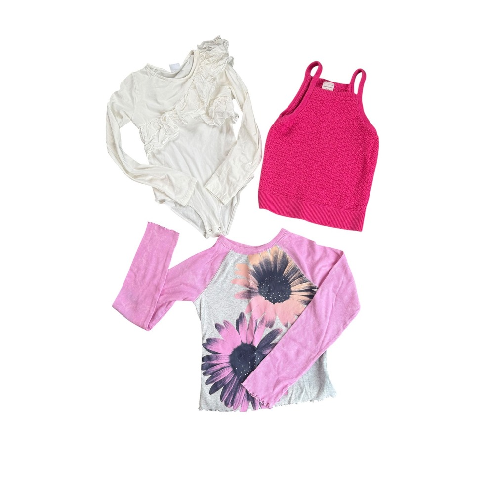 Zara & Abercrombie Kids Girls Tops Bundle Pink Floral Ruffle Knit Lot 10/12